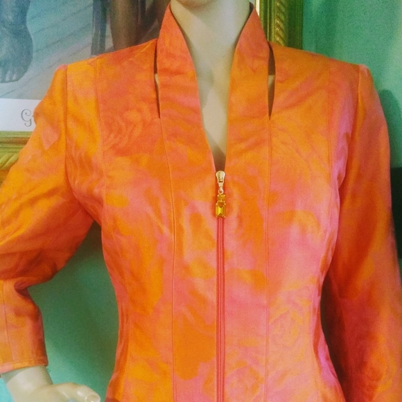 SALE 60% OFF!!!CARLISLE 6 -8 JACQUARD SILK TAILORED FITTED SKIRT SUIT - Picture 2 of 8